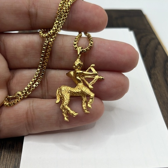 Vintage Monet Gold Zodiac Sagittarius Archer Necklace Vintage Monet 1990’s - Picture 16 of 16